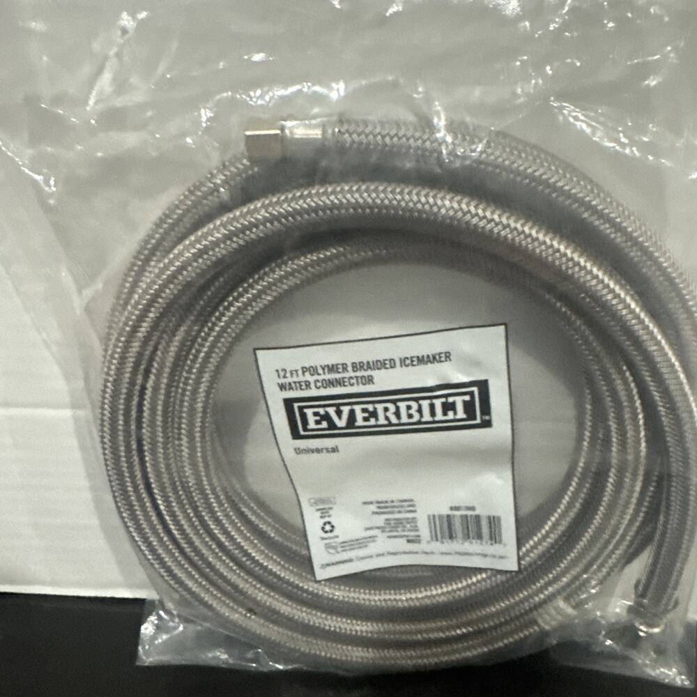 Everbilt 69013HD 12 Ft Polymer Braided Icemaker Water Connector Hose NEW
